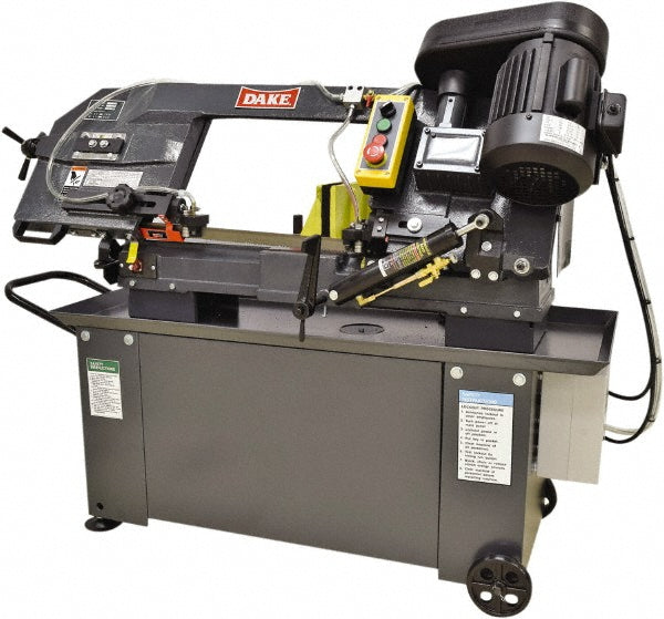 Dake 983101 9 x 12" Manual Horizontal Bandsaw 9" Max Cutting Dia, Step Pulley Drive