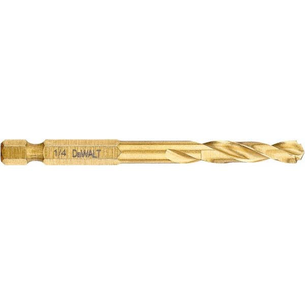 DeWALT DD5116 Mechanics Drill Bit  0.2500" Dia,  135&deg,  High-Speed Steel,  Straight-Cylindrical Shank,  Pilot Point