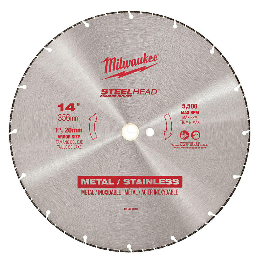 Milwaukee Tool 49-93-7840 Wet & Dry Cut Saw Blade 14" Dia, 1" Arbor Hole, 1/8" Kerf Width