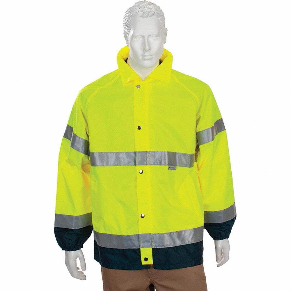 OccuNomix LUX-TJR-YXL Breathable, Hi-Visibility & Waterproof Rain Jacket Size X-Large, Polyester, Snaps & Zipper & Snaps Closure
