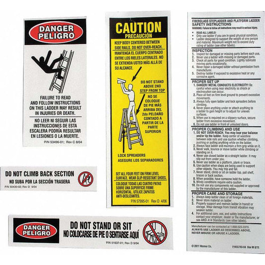 Werner LFS100 Ladder Accessories Accessory Type Label  For Use With Fiberglass Step Ladders  Material Paper  