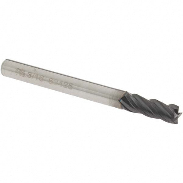 OSG VG441-1875 Square End Mill 3/16'' Dia, 7/16'' LOC, 3/16'' Shank Dia, 2'' OAL, 4 Flutes, Solid Carbide