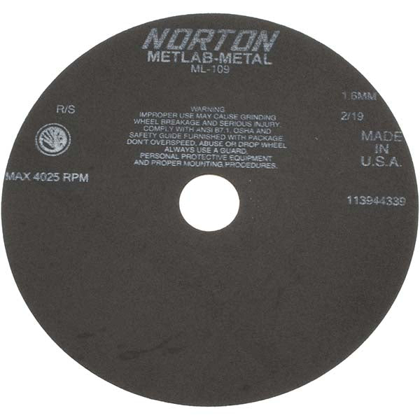 Norton 66253117874 Cutoff Wheel 9" Dia, 0.063" Thick, 1-1/4" Hole, Aluminum Oxide