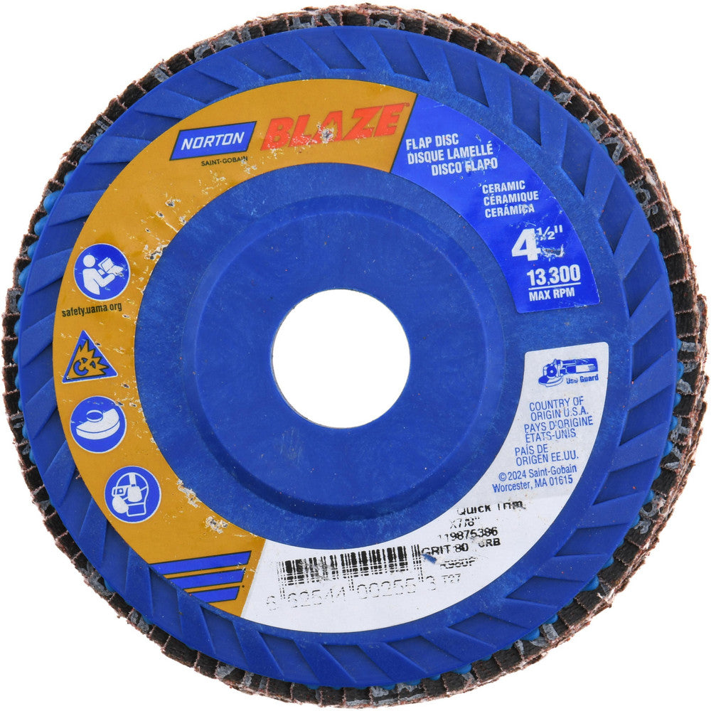 Norton 66254400255 Flap Disc 7/8" Hole, 80 Grit, Ceramic, Type 27
