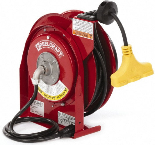 Reelcraft L 4545 123 9 Cord & Cable Reel 12 AWG, 45' Long, Triple-Tap Outlet End