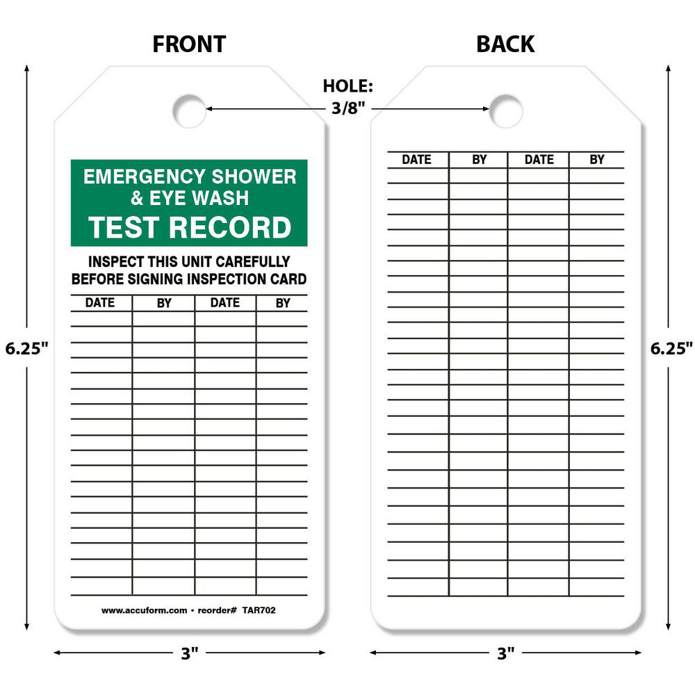AccuformNMC TAR702 Inspection Tag Rectangle, 6-1/4" High, Synthetic Paper, "Blank"