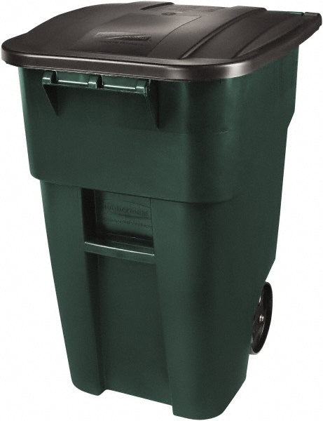Rubbermaid 1829411 Rollout Trash Can 50 gal, Square, Green