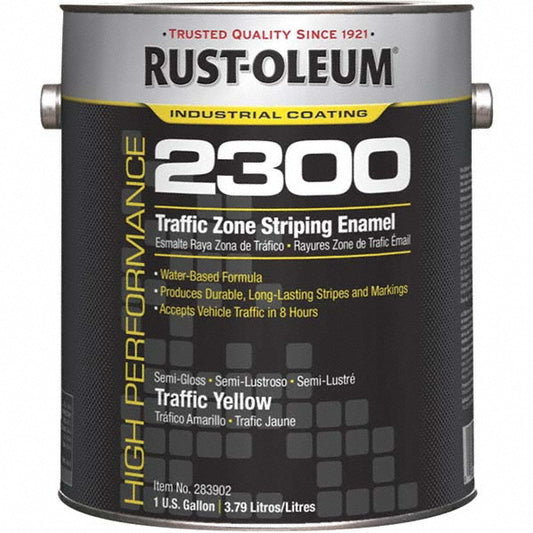 Rust-Oleum 283902 Striping & Marking Paints & Chalks Product Type Striping Paint  Color Family Yellow  Composition Water Based Acrylic  Color Yellow  Container Size 1.00 gal  VOC Content (g/L) 100 g/L
