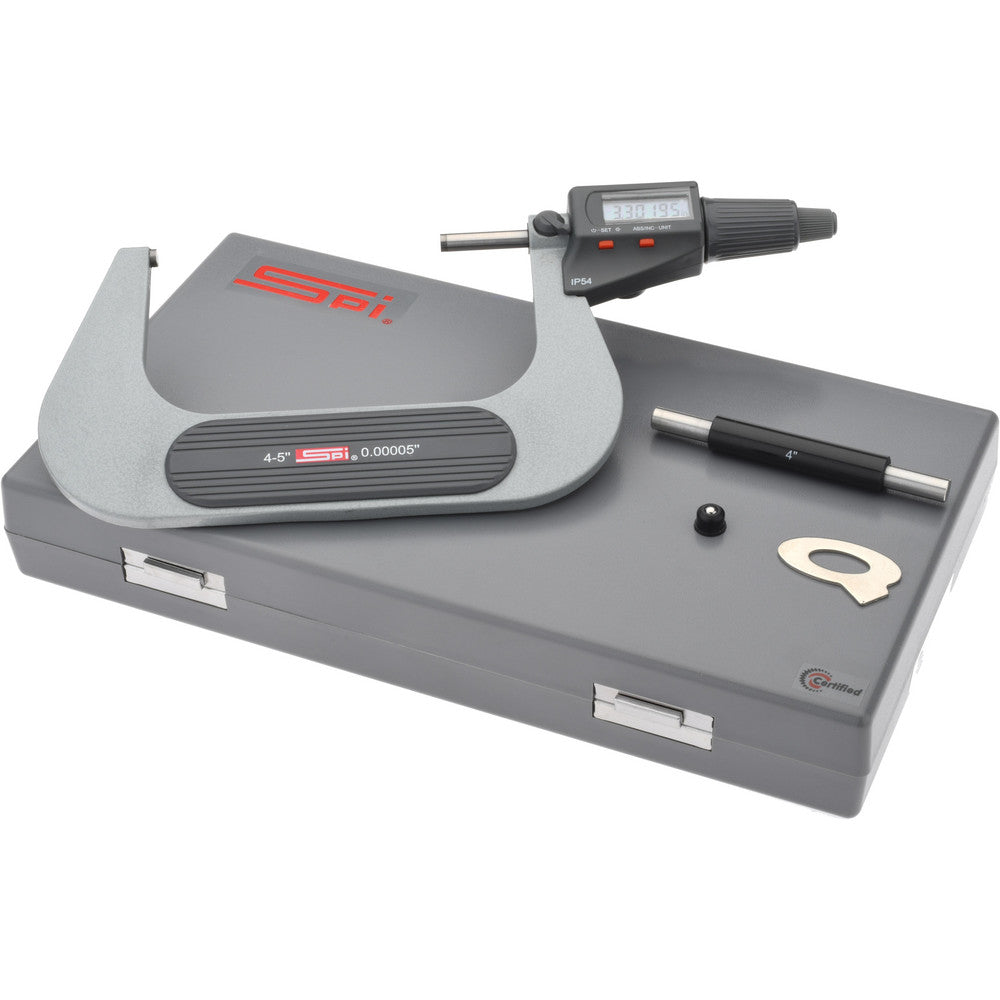 SPI MS170227015 Electronic Outside Micrometer 5" Max, Carbide-Tipped Face, IP54