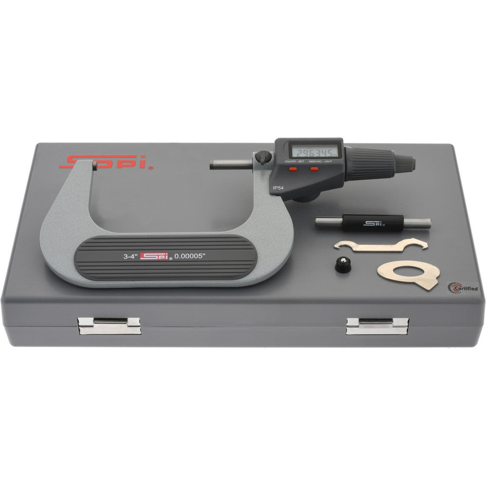 SPI MS170227013 Electronic Outside Micrometer 4" Max, Carbide-Tipped Face, IP54
