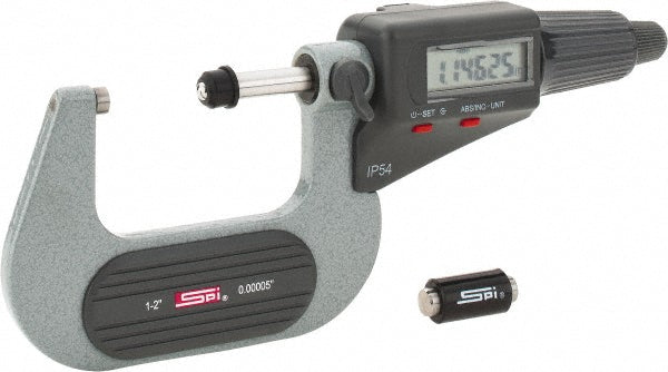 SPI MS170309050 Electronic Outside Micrometer 2" Max, Carbide-Tipped Face, IP54