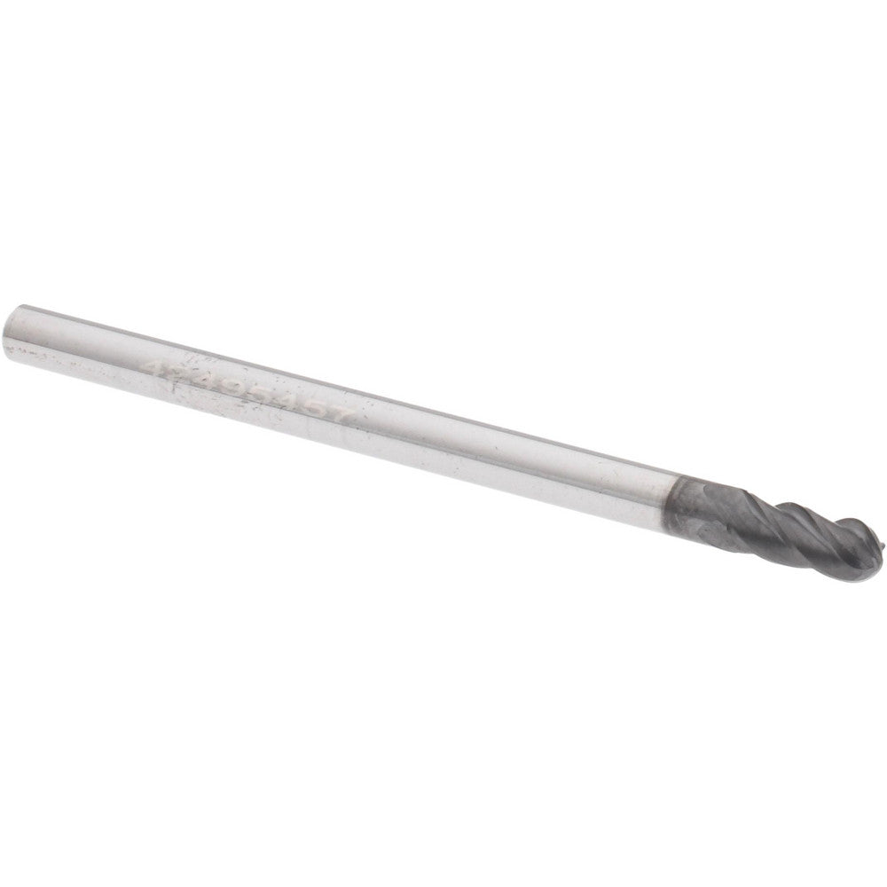 Accupro 311169 Ball End Mill 1/8" Dia, 1/4" LOC, 4 Flute, Solid Carbide