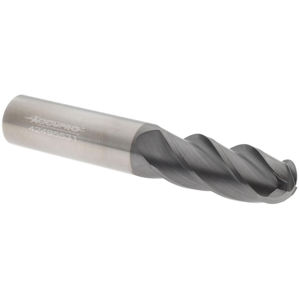 Accupro 311210 Ball End Mill 1/2" Dia, 1-1/4" LOC, 4 Flute, Solid Carbide