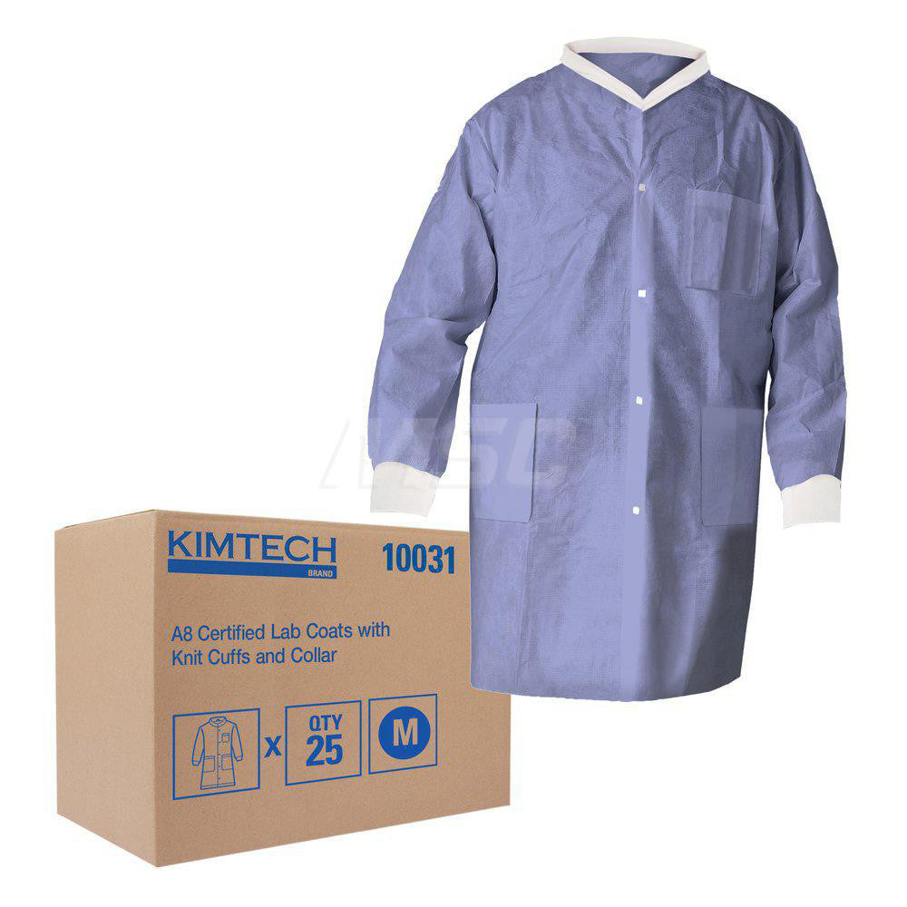 Kimtech 10031 General Purpose Lab Coat Size Medium, Polyester, Blue, 3 Pocket