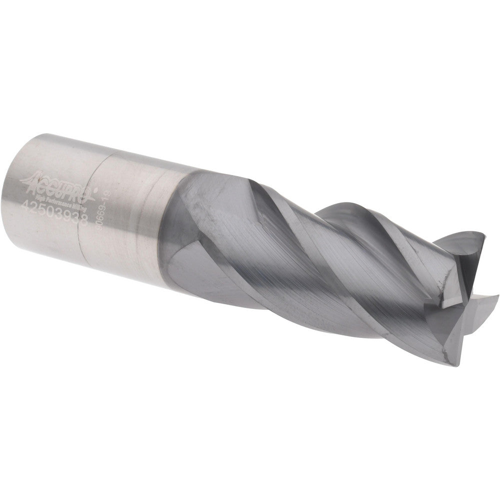 Accupro 310545 Corner Radius End Mill 1" Dia, 2" LOC, 38 deg Helix, Corner Radius End, Centercutting Series HS