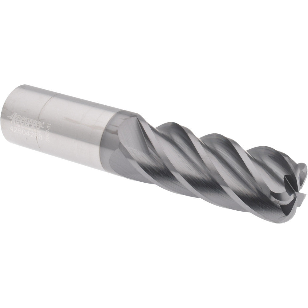 Accupro 311905 Corner Radius End Mill 1" Dia, 2-5/8" LOC, 38 deg Helix, Corner Radius End, Centercutting Series HS