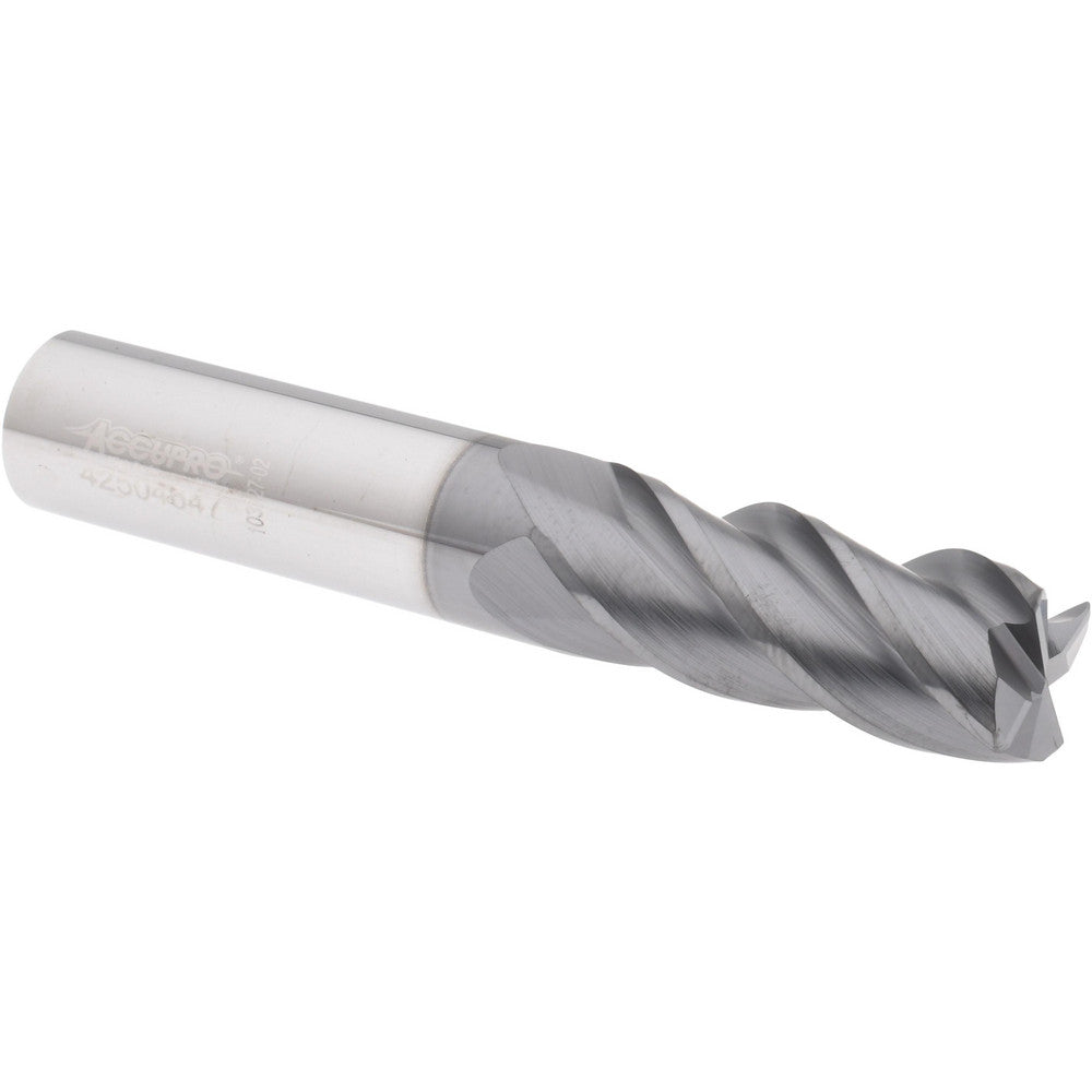 Accupro 310303 Corner Radius End Mill 1/2" Dia, 1-1/4" LOC, 38 deg Helix, Corner Radius End, Centercutting Series HS