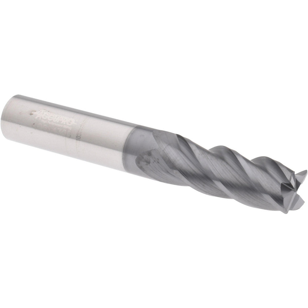 Accupro 310222 Corner Radius End Mill 3/8" Dia, 1" LOC, 38 deg Helix, Corner Radius End, Centercutting Series HS