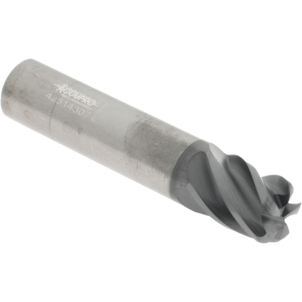 Accupro 311606 Corner Radius End Mill 1/2" Dia, 5/8" LOC, 38 deg Helix, Corner Radius End, Centercutting Series HS