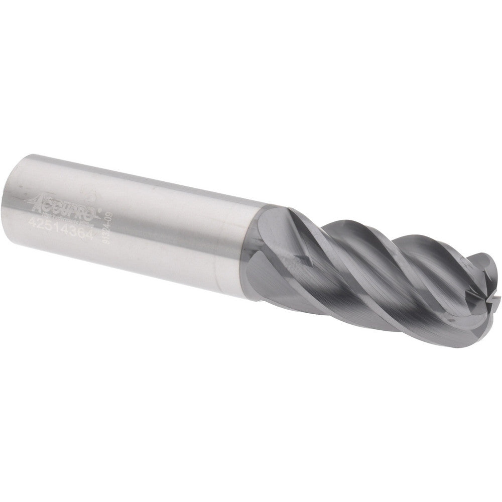 Accupro 311796 Corner Radius End Mill 3/4" Dia, 1-5/8" LOC, 38 deg Helix, Corner Radius End, Centercutting Series HS