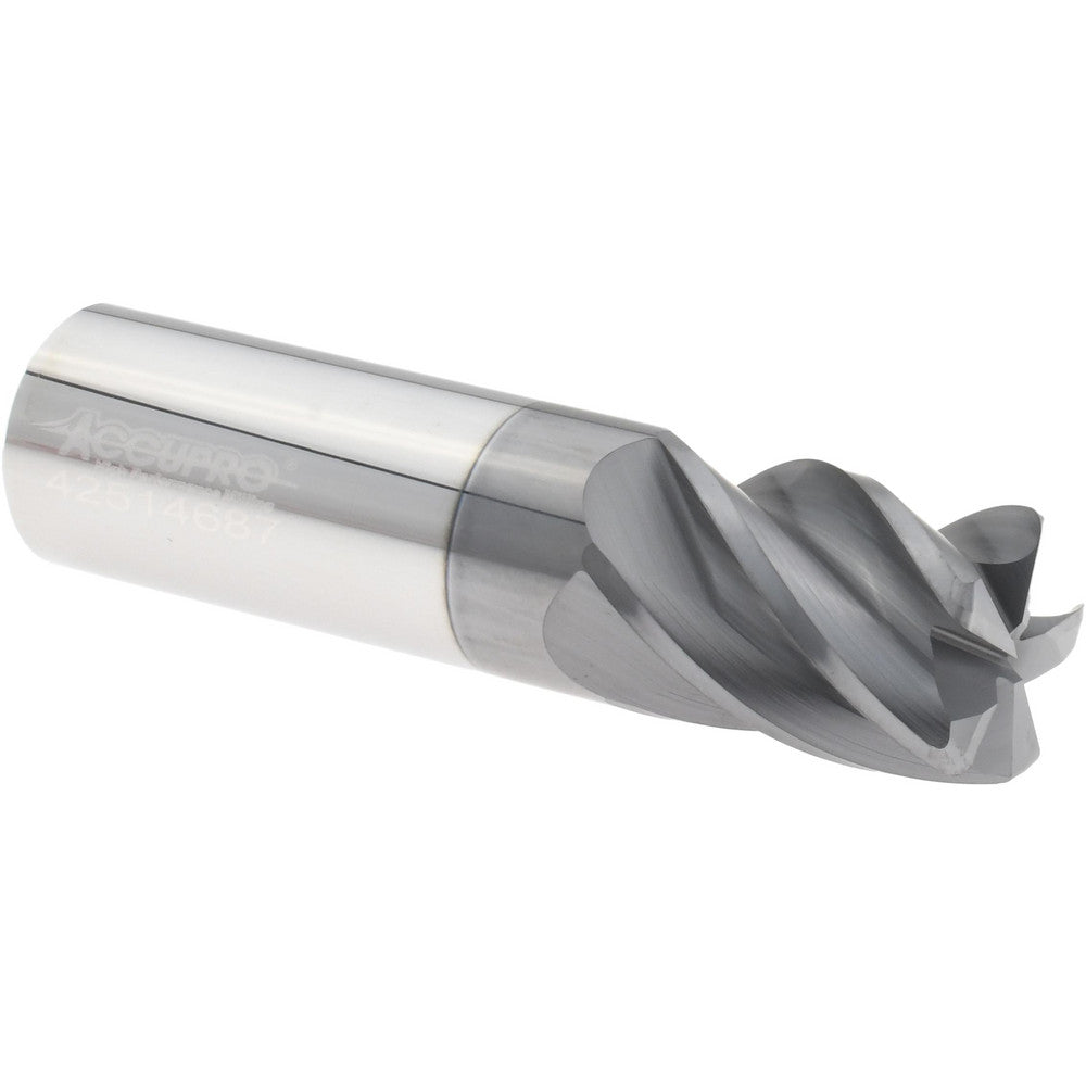 Accupro 311773 Corner Radius End Mill 3/4" Dia, 1" LOC, 38 deg Helix, Corner Radius End, Centercutting Series HS