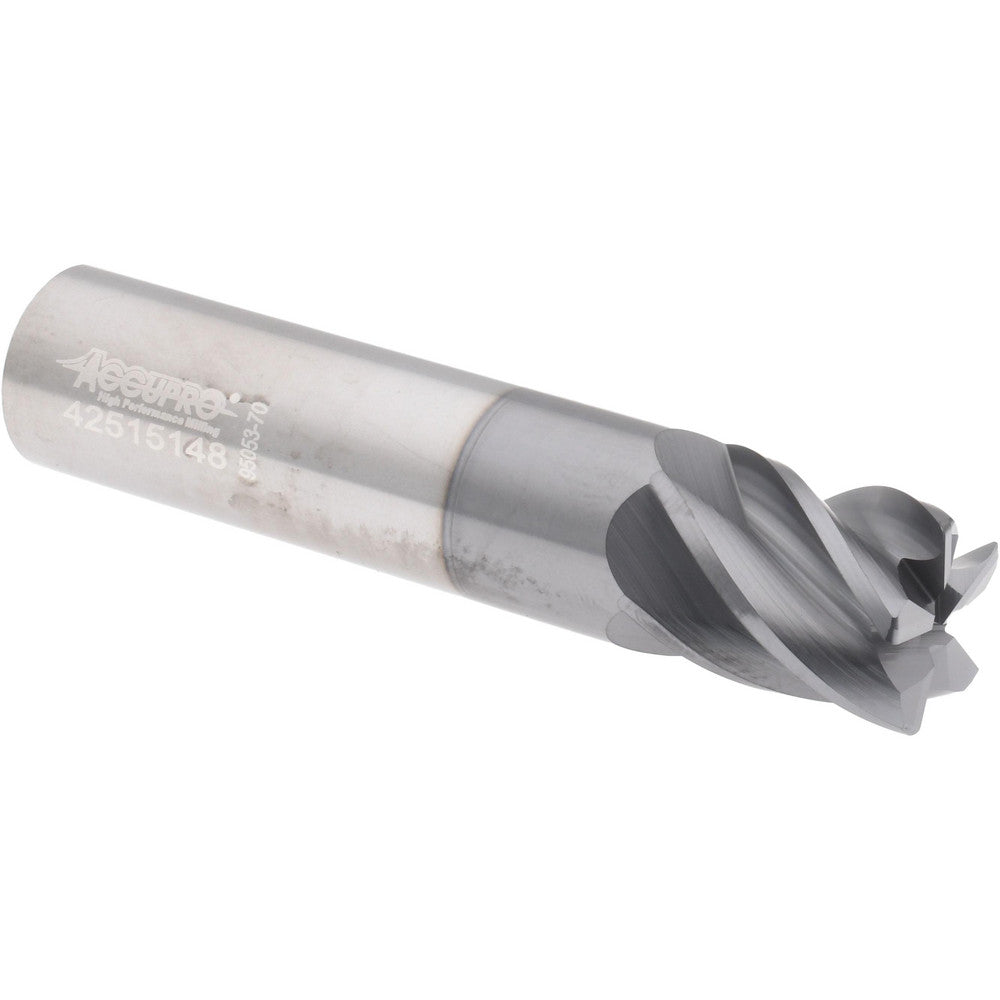 Accupro 311695 Corner Radius End Mill 5/8" Dia, 3/4" LOC, 38 deg Helix, Corner Radius End, Centercutting Series HS