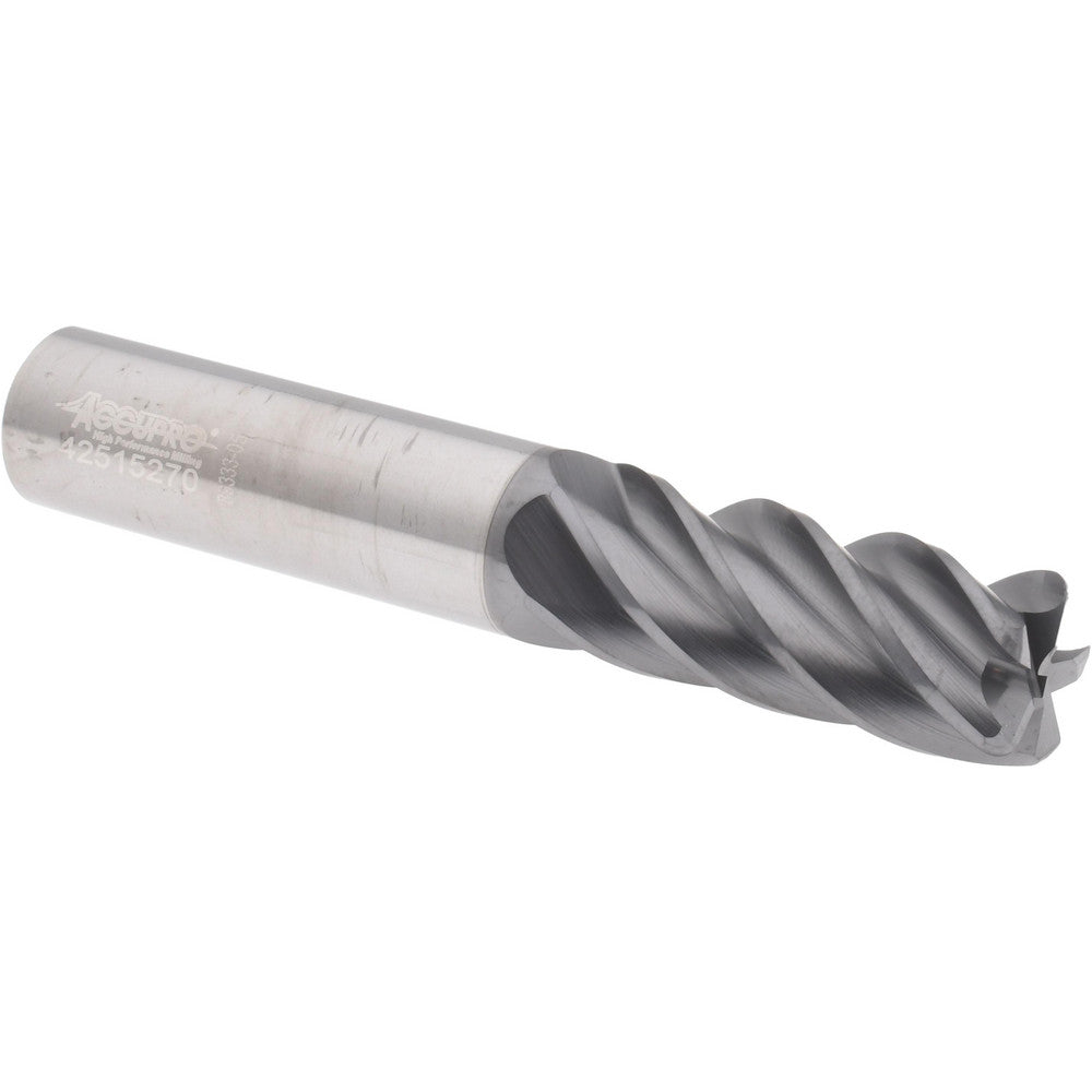 Accupro 311642 Corner Radius End Mill 1/2" Dia, 1-1/4" LOC, 38 deg Helix, Corner Radius End, Centercutting Series HS