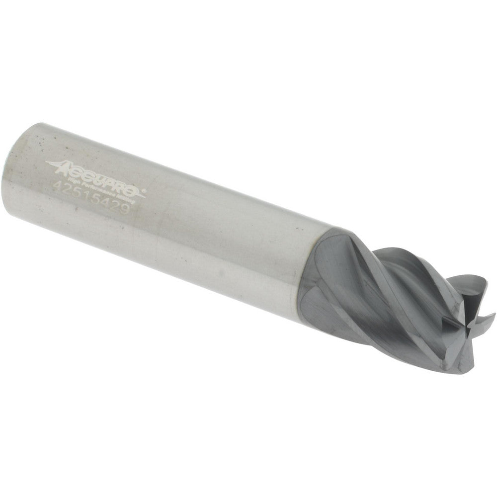 Accupro 311601 Corner Radius End Mill 1/2" Dia, 5/8" LOC, 38 deg Helix, Corner Radius End, Centercutting Series HS