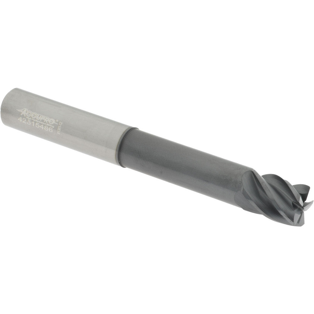 Accupro 312199 Corner Radius End Mill 1/2" Dia, 5/8" LOC, 38 deg Helix, Corner Radius End, Centercutting Series HS