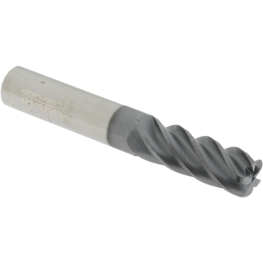 Accupro 311556 Corner Radius End Mill 3/8" Dia, 1" LOC, 38 deg Helix, Corner Radius End, Centercutting Series HS