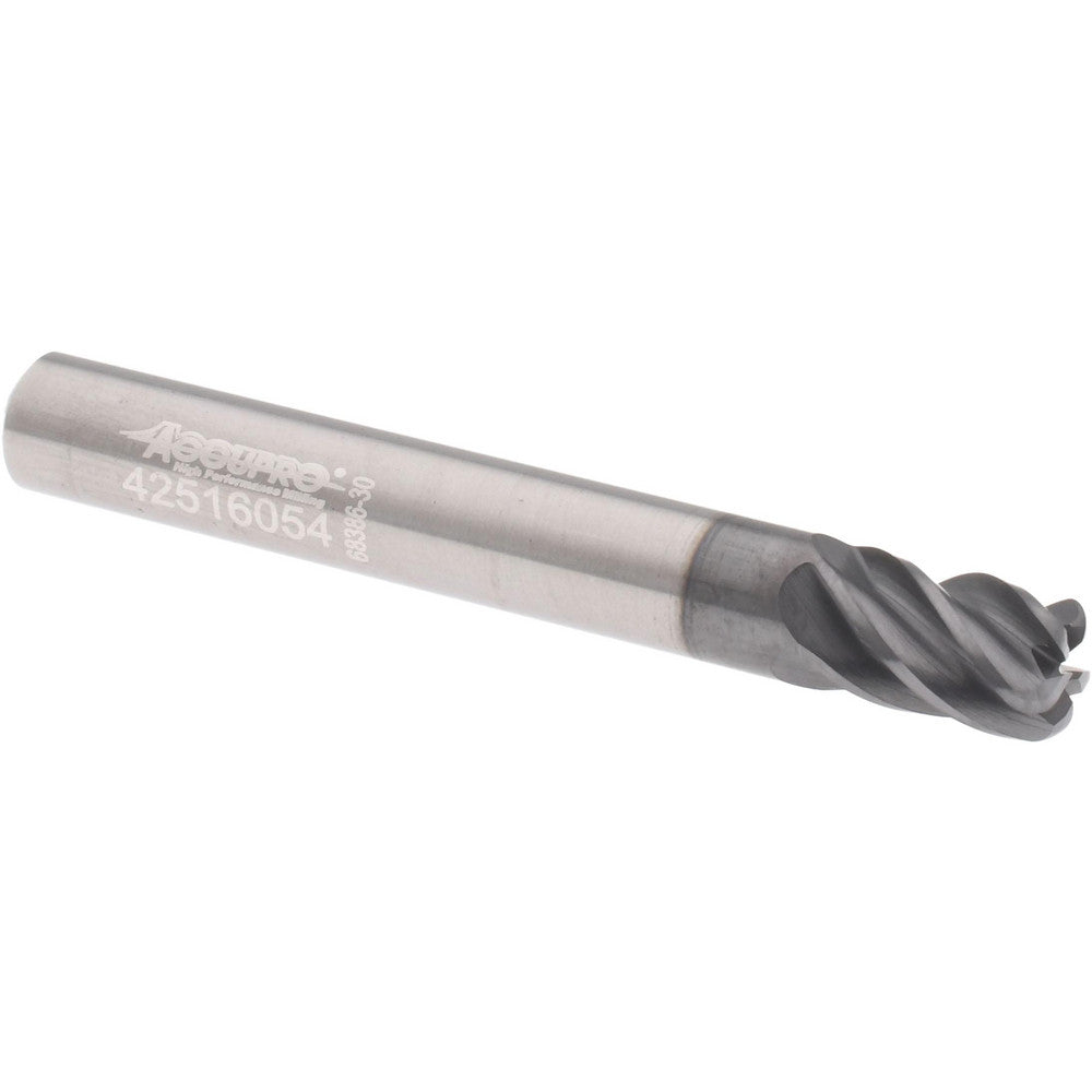 Accupro 311417 Corner Radius End Mill 1/4" Dia, 3/8" LOC, 38 deg Helix, Corner Radius End, Centercutting Series HS