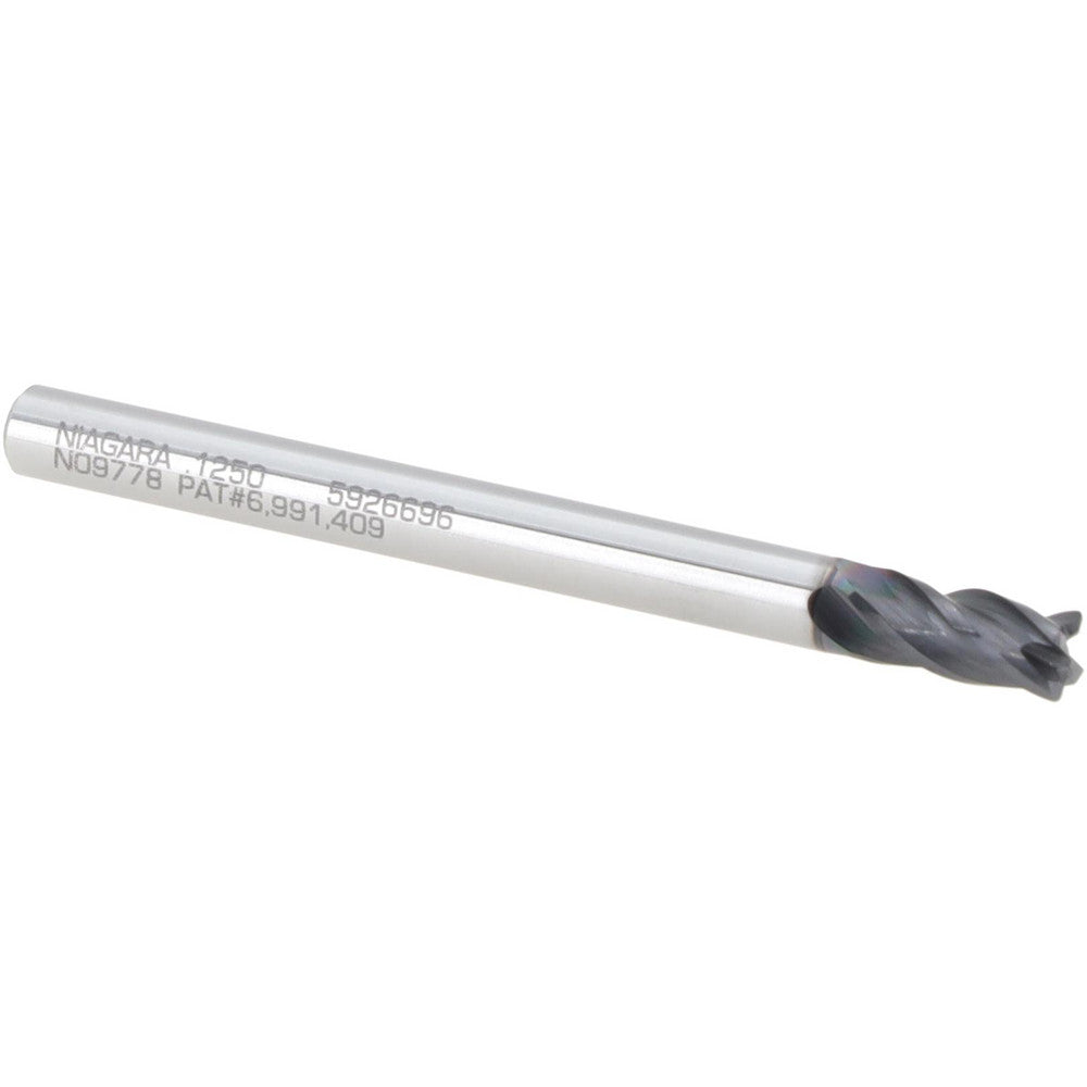 Seco 03084066 Corner Radius End Mill 1/8" Dia, 1/4" LOC, 0.0100" Radius, 4 Flute, Solid Carbide