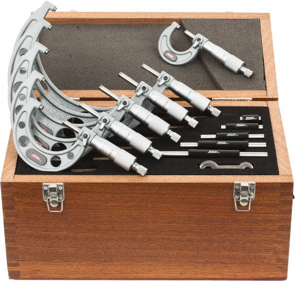 SPI CMS160622011 Mechanical Outside Micrometer Set 6 Pc, 0 to 6" Measurement