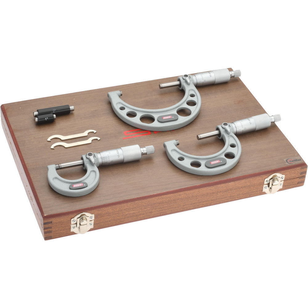SPI CMS160622012 Mechanical Outside Micrometer Set 3 Pc, 0 to 3" Measurement