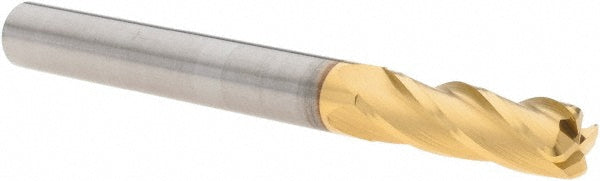 Kyocera SGS Precision Tools 38026 Corner Radius End Mill 1/4" Dia, 3/4" LOC, 0.045" Radius, 4 Flutes, Solid Carbide