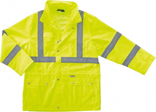 Ergodyne 24324 Cold Weather & High Visibility Jacket Size Large, Polyester, Zipper & Snaps Closure, Attached Hood