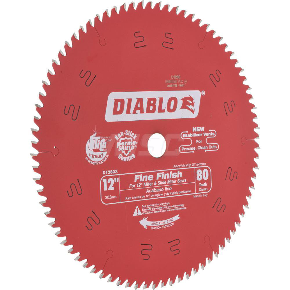 DIABLO D1280X Wet & Dry Cut Saw Blade 12" Dia, 1" Arbor Hole, 0.118" Kerf Width, 80 Teeth