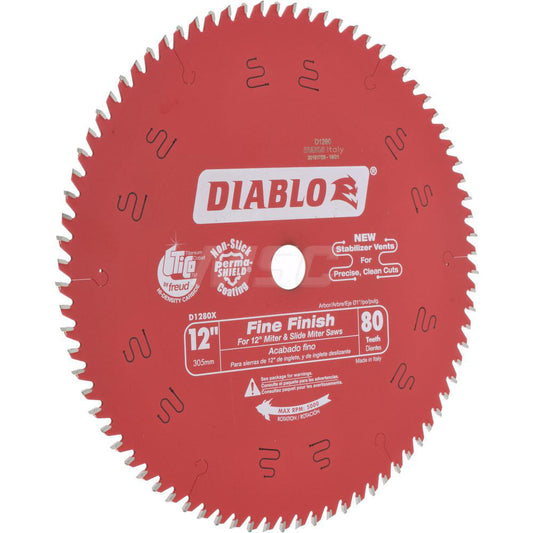 DIABLO D1280X Wet & Dry Cut Saw Blade 12" Dia, 1" Arbor Hole, 0.118" Kerf Width, 80 Teeth