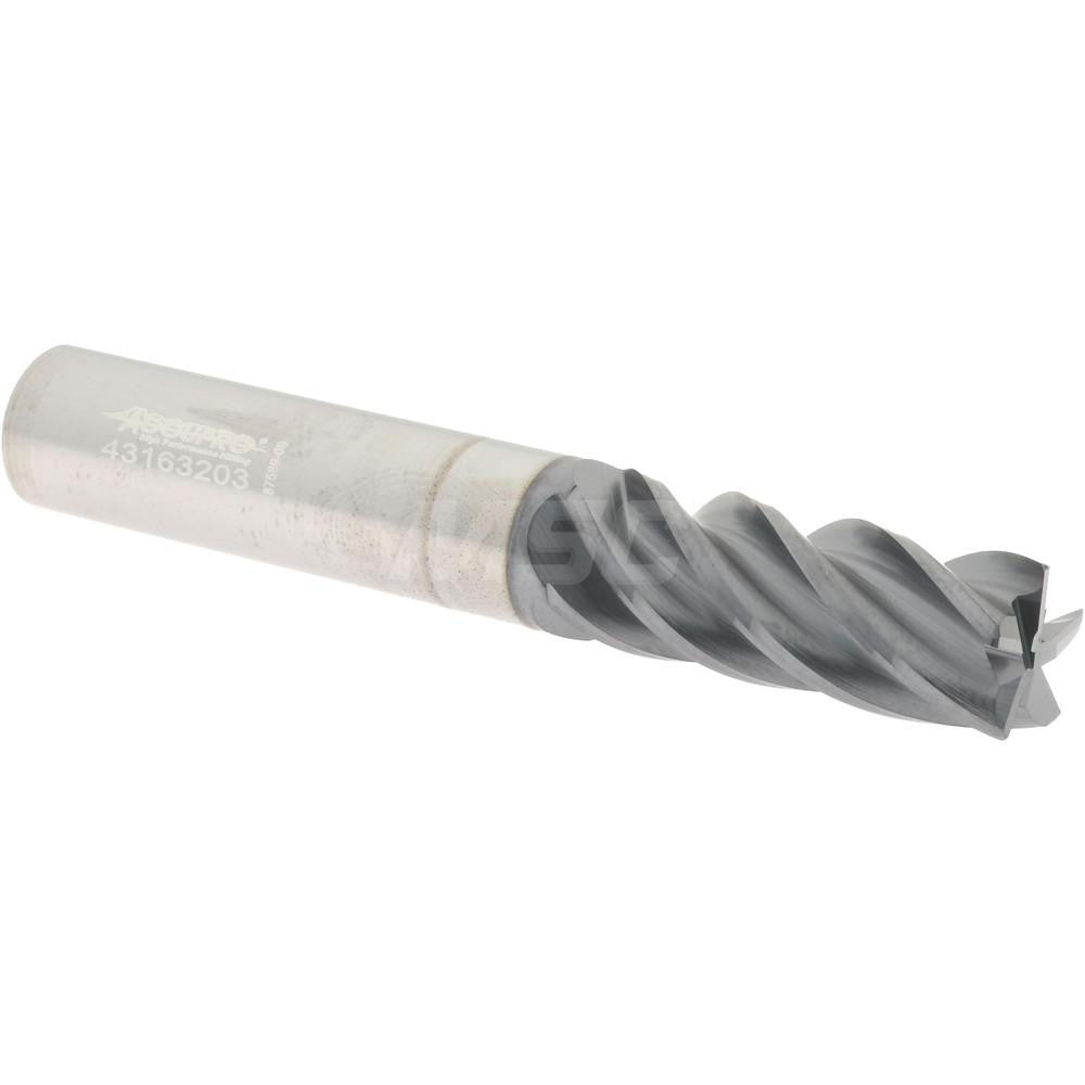 Accupro 95168266 Corner Radius End Mill 3/8" Dia, 1" LOC, 0.0150" Radius, 5 Flute, Solid Carbide