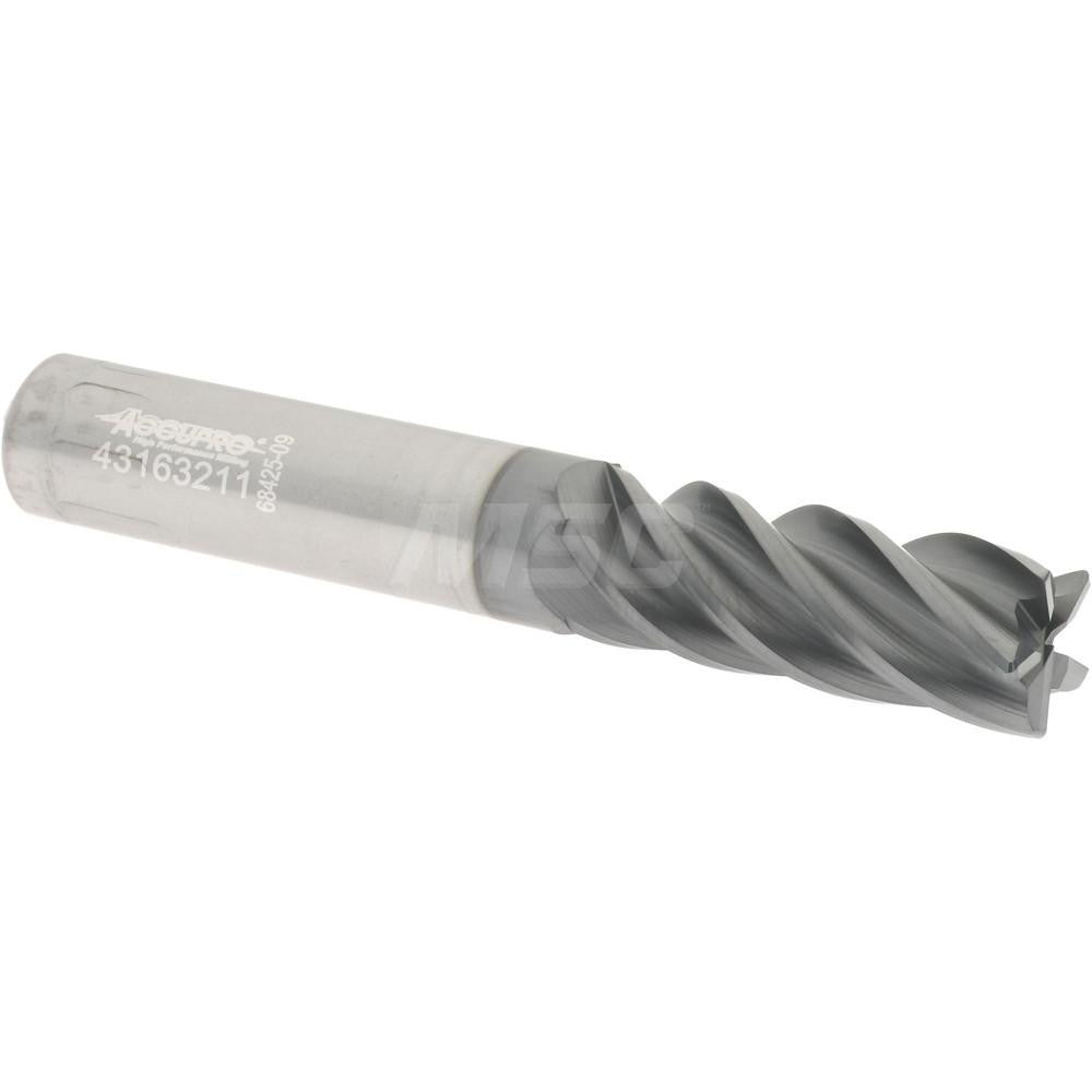 Accupro 95168647 Corner Radius End Mill 3/8" Dia, 1" LOC, 0.0200" Radius, 5 Flute, Solid Carbide
