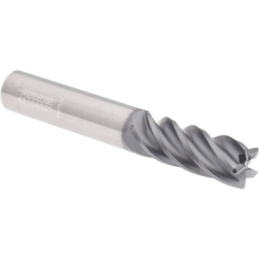 Accupro 95168269 Corner Radius End Mill 3/8" Dia, 1" LOC, 0.0300" Radius, 5 Flute, Solid Carbide