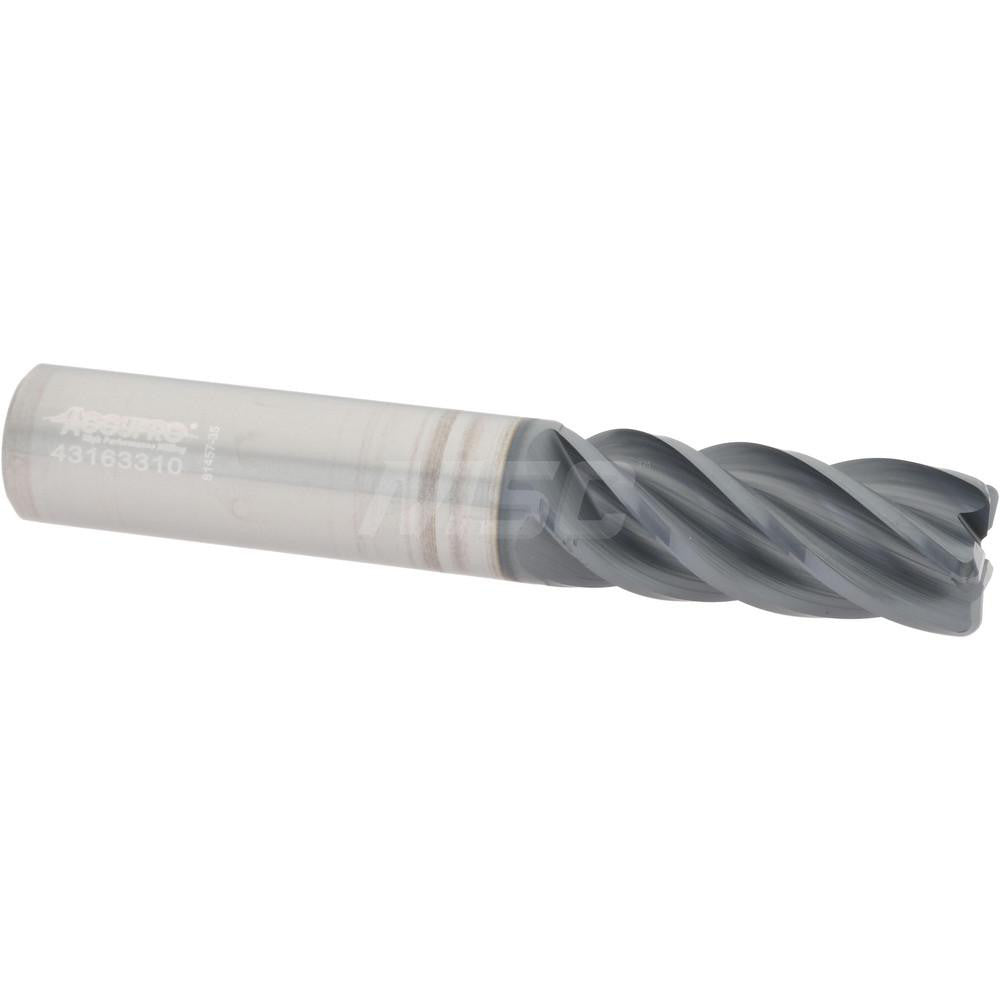 Accupro 95168458 Corner Radius End Mill 1/2" Dia, 1-1/4" LOC, 0.0600" Radius, 5 Flute, Solid Carbide