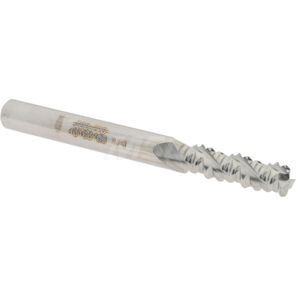 Accupro 43163708 Corner Radius End Mill 1/4" Dia, 3/4" LOC, 0.045" Radius, 3 Flutes, Solid Carbide