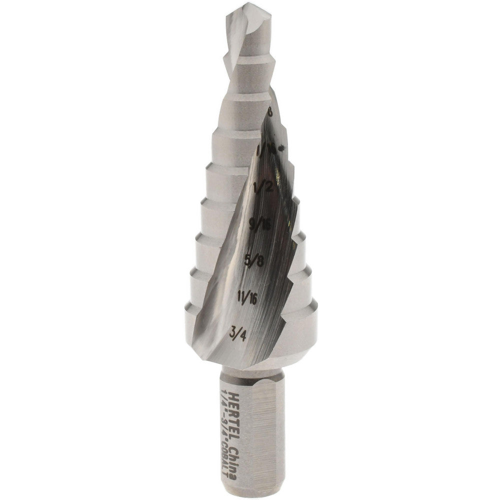 Hertel SDD43274612 Step Drill Bit 3/8" Shank Dia, Cobalt, 9 Hole Sizes
