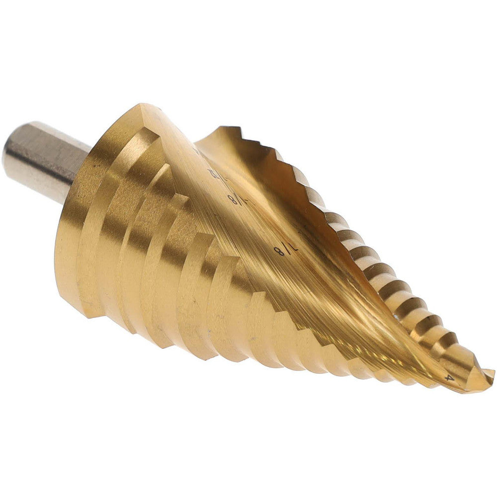 Hertel SDD43274653 Step Drill Bit 3/8" Shank Dia, High Speed Steel, 5 Hole Sizes