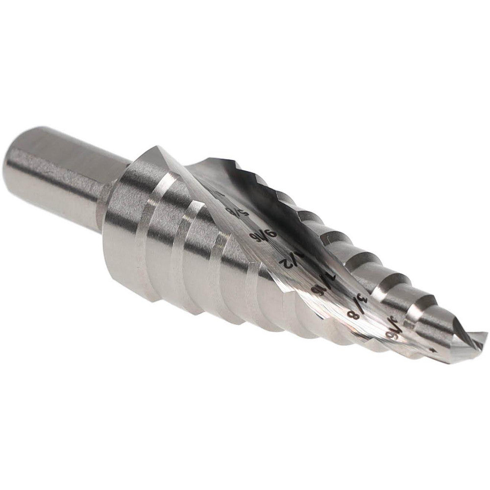 Hertel SDD43274752 Step Drill Bit 3/8" Shank Dia, High Speed Steel, 9 Hole Sizes