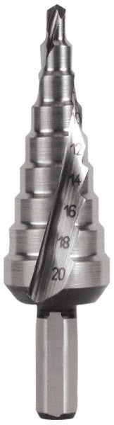 Hertel SDD43274893 Step Drill Bits High Speed Steel, 9 Hole Sizes