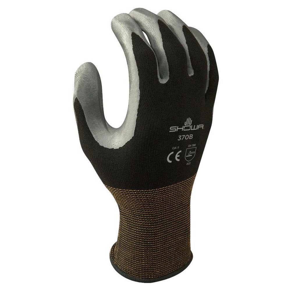 SHOWA 370BL-08 General Purpose Work Gloves Large, Nitrile & Polyurethane Coated, Nylon