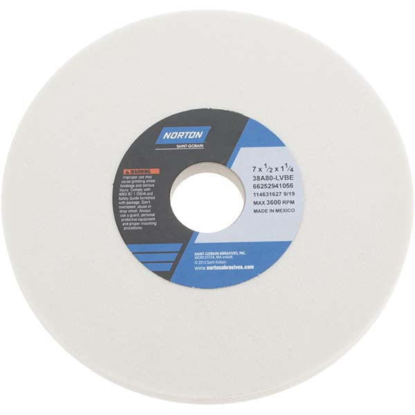 Norton 66252941056 Surface Grinding Wheel 7" Dia, 1/2" Thick, 1-1/4" Hole, 80 Grit, L Hardness