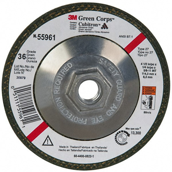 3M 7010359976 Depressed Center Wheel Type 27, 4-1/2" Dia, Ceramic